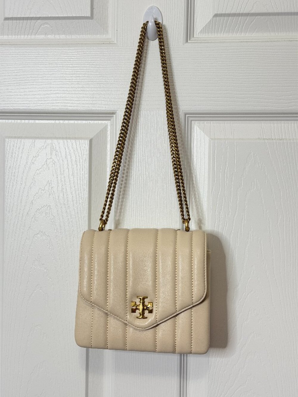 Tory Burch Kira Square Crossbody Purse- off-white "Brie" color